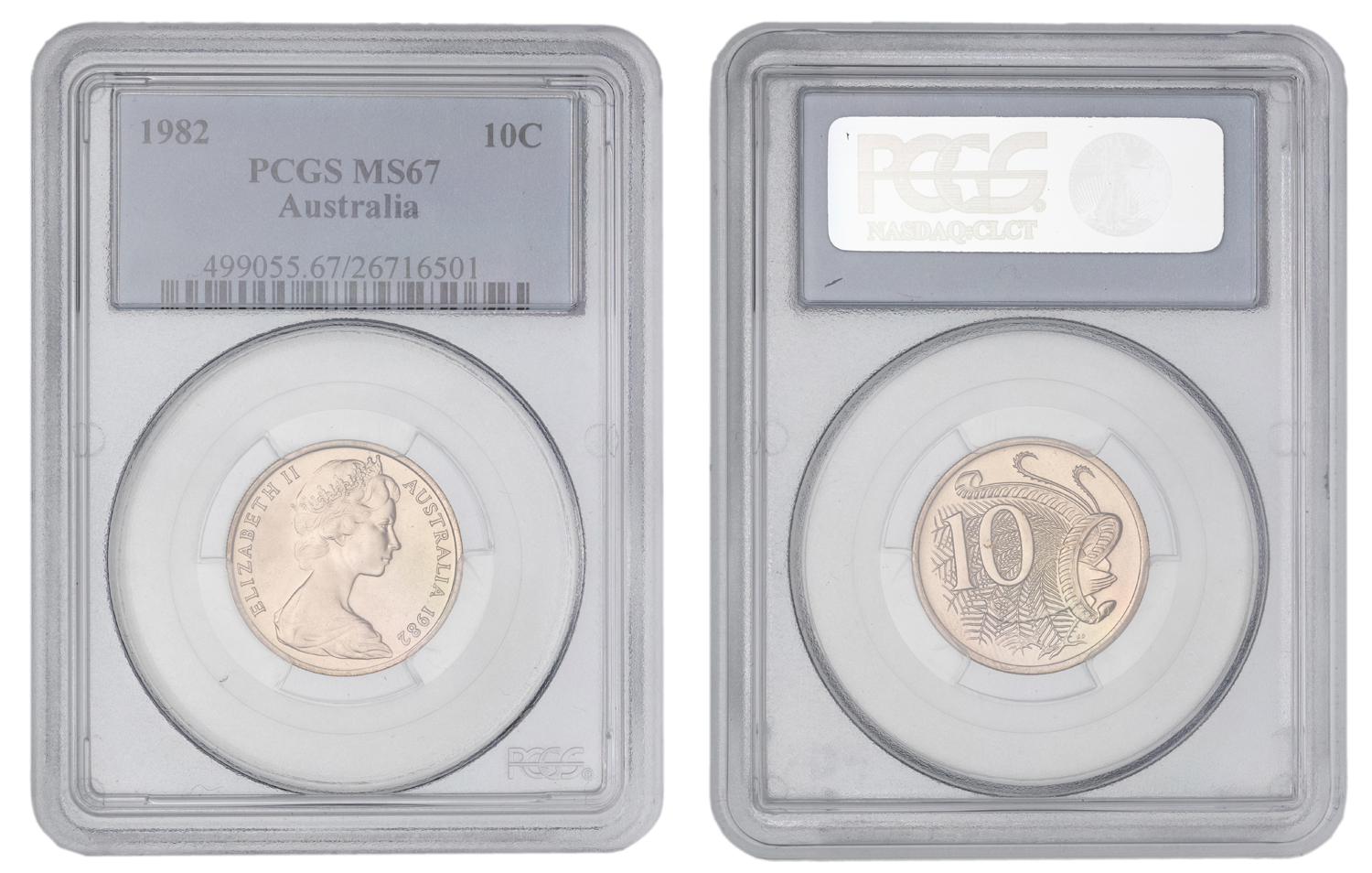 Elizabeth II, Ten Cent , 1982, PCGS MS67