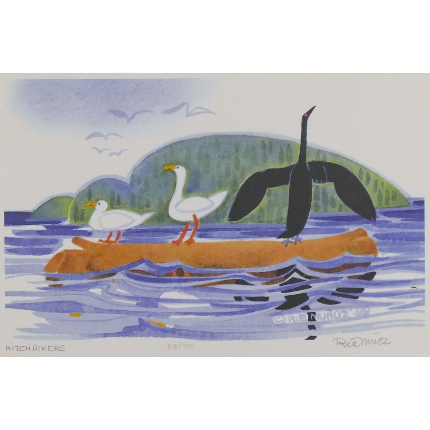 Rie Munoz ''Hitchhikers'' 1999 Signed Print 9'' x 12.5'' Sheet.