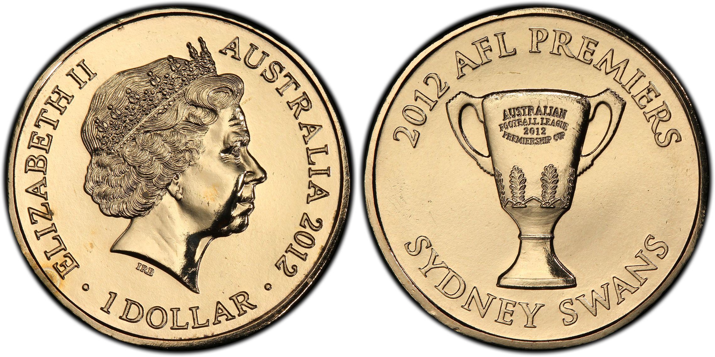 Elizabeth II, AFL Premiers Denom. Obv, One Dollar, 2012, PCGS MS67