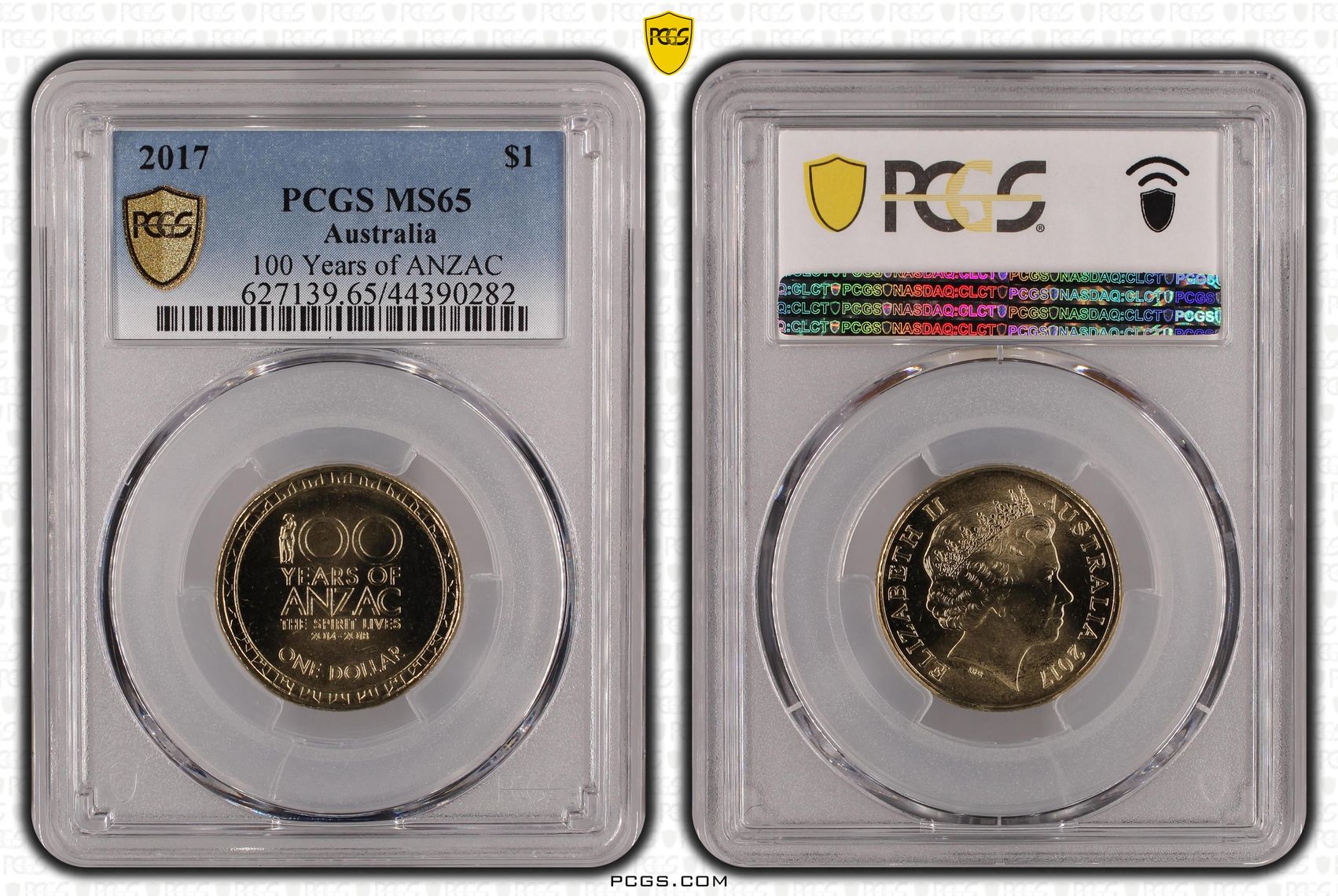 100 Years of ANZAC, One Dollar, 2017, PCGS MS65