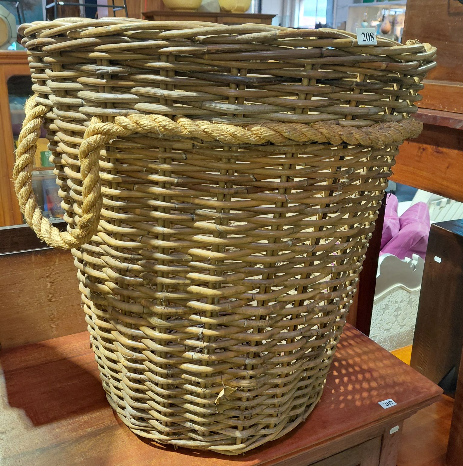 208 · VINTAGE CANE BASKET
