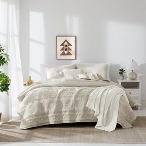 WDCOZY BEIGE BOHO TWIN QUIT SIZE BEDDING SET WITH 1 PILLOW SHAM, FARMHOUSE LIGHTWEIGHT SOFT BEDSPREAD COVERLET FOR ALL SEASON, 2 P