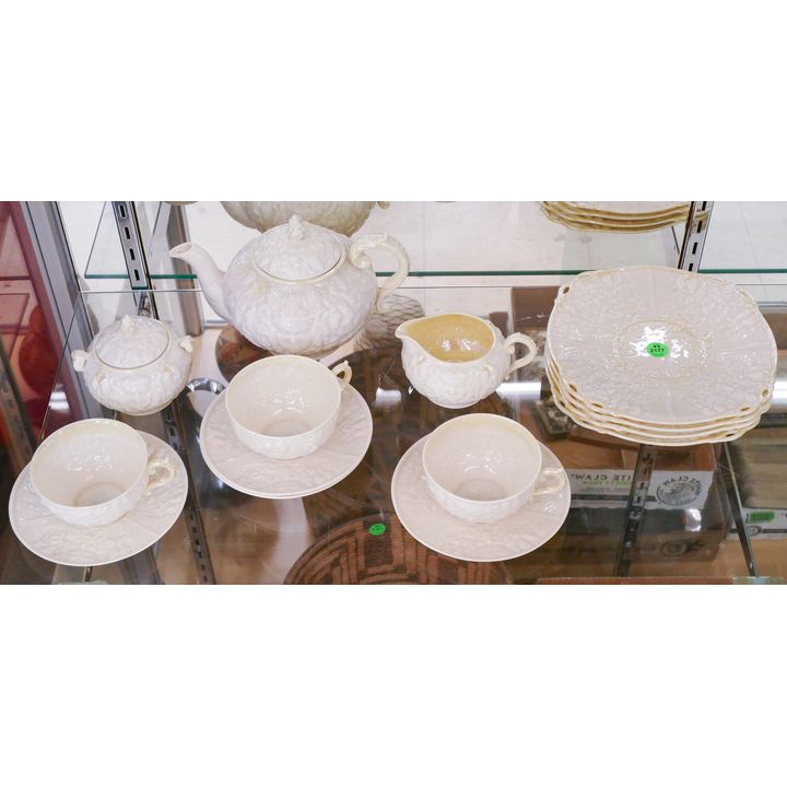 10pc Belleek Black Label Bacchus Tea Set with Plates