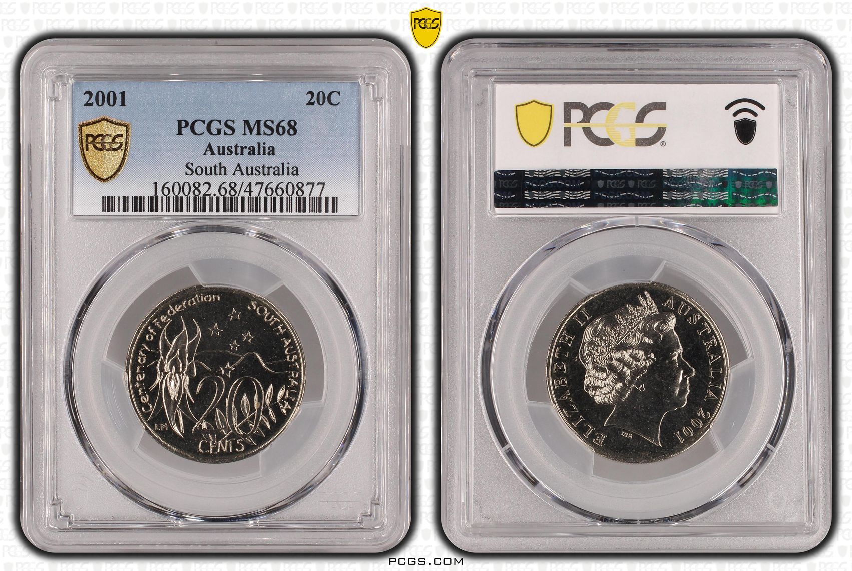 Elizabeth II, South Australia, Twenty Cent, 2001, PCGS MS68