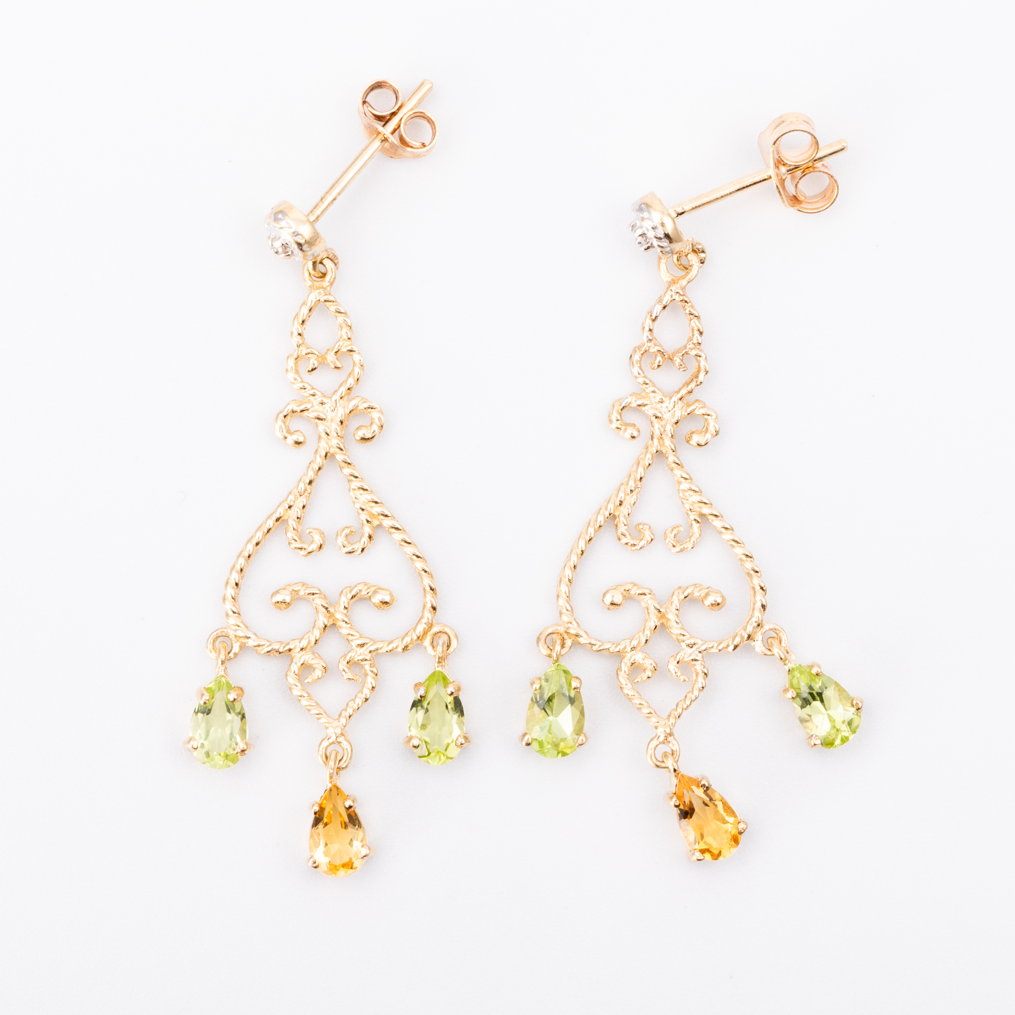 Peridot & Citrine Chandelier Earrings in 9ct