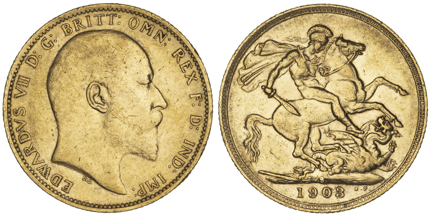 Edward VII, St George Reverse, Sovereign, 1903-S, gEF