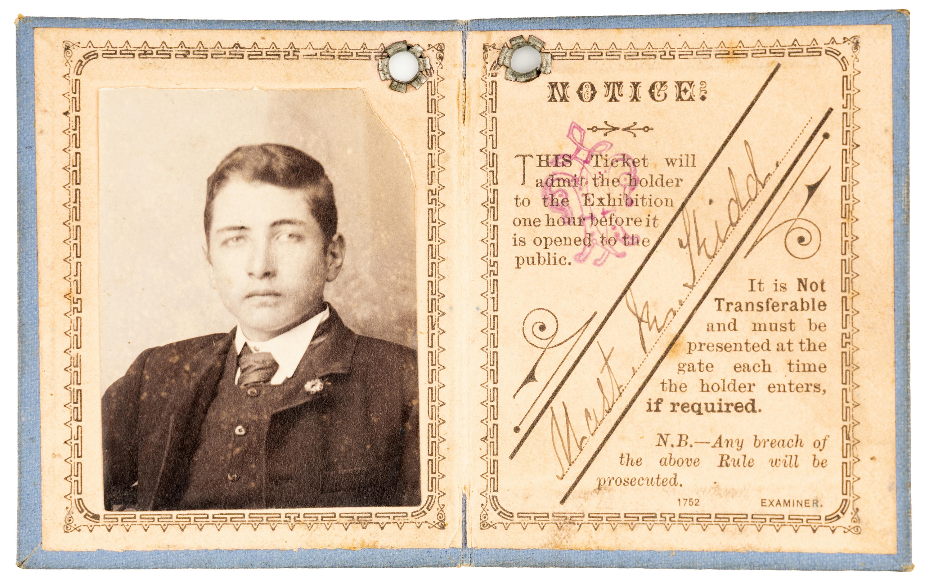 Tasmanian Exhibition, Launceston, Pass, 1891-2, VF