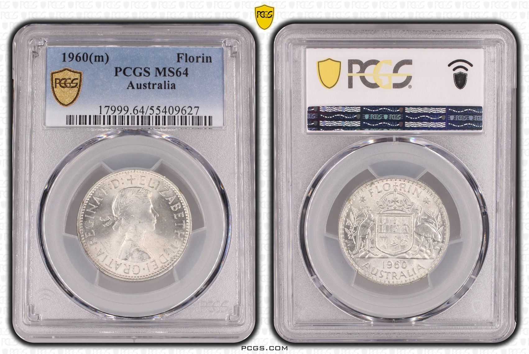 97 · Elizabeth II, Florin, 1960(m), PCGS MS64