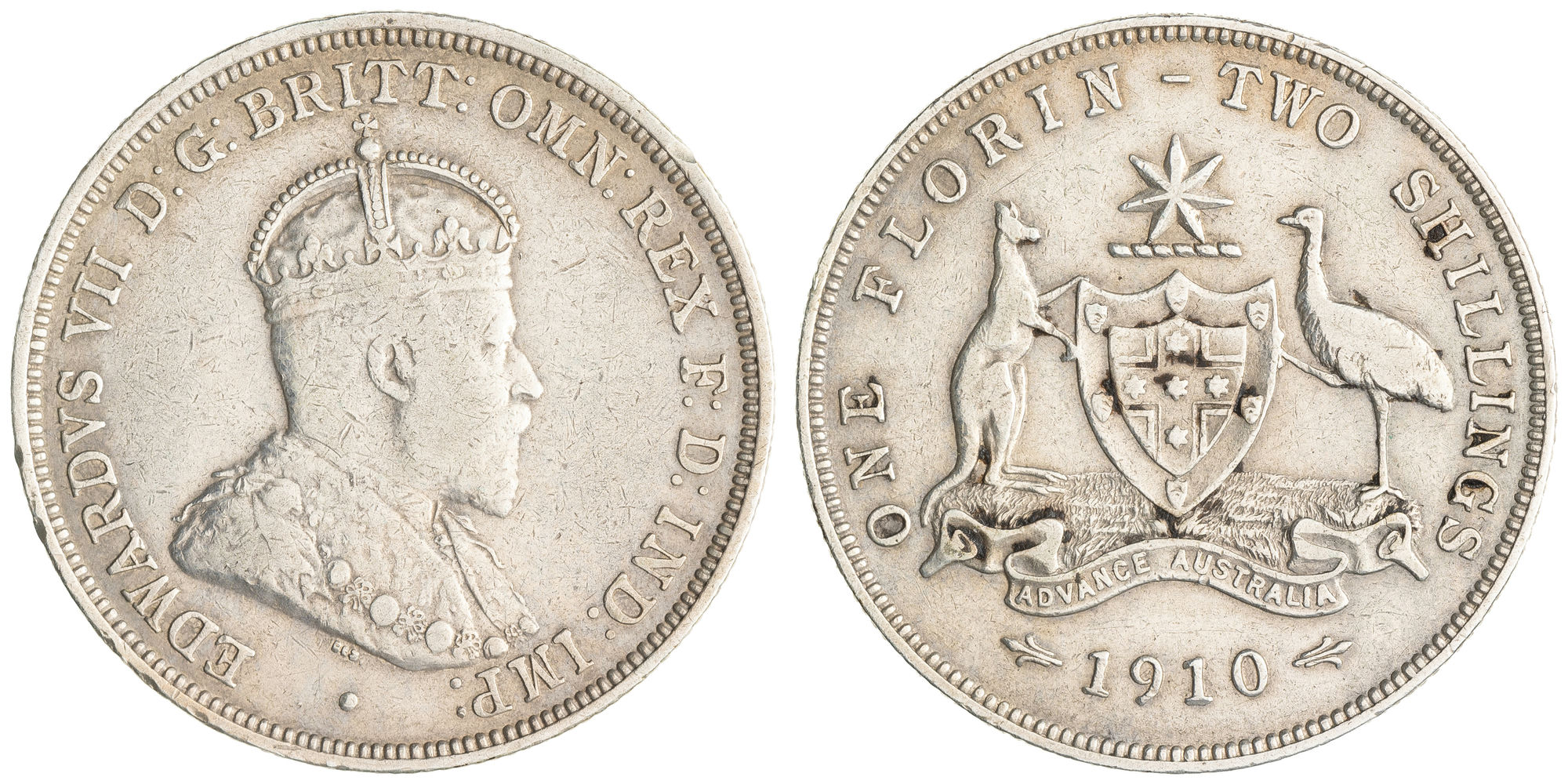 Edward VII, Florin, 1910, Fine