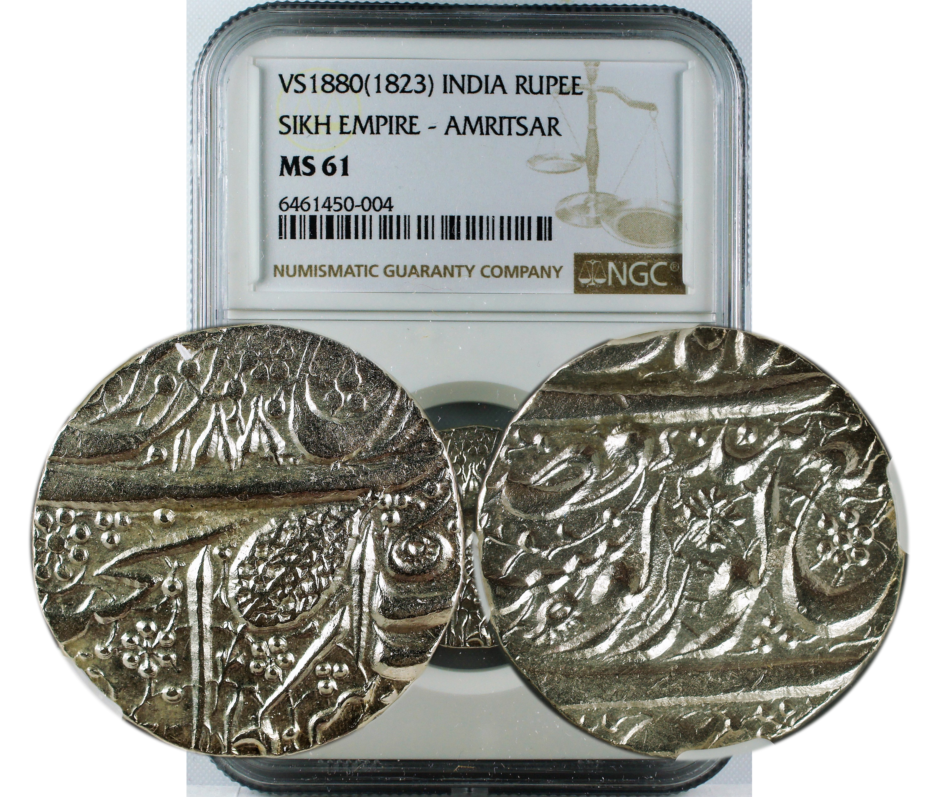 VS 1880(1823) INDIA RUPEE SIKH EMPIRE-AMRITSAR MS61