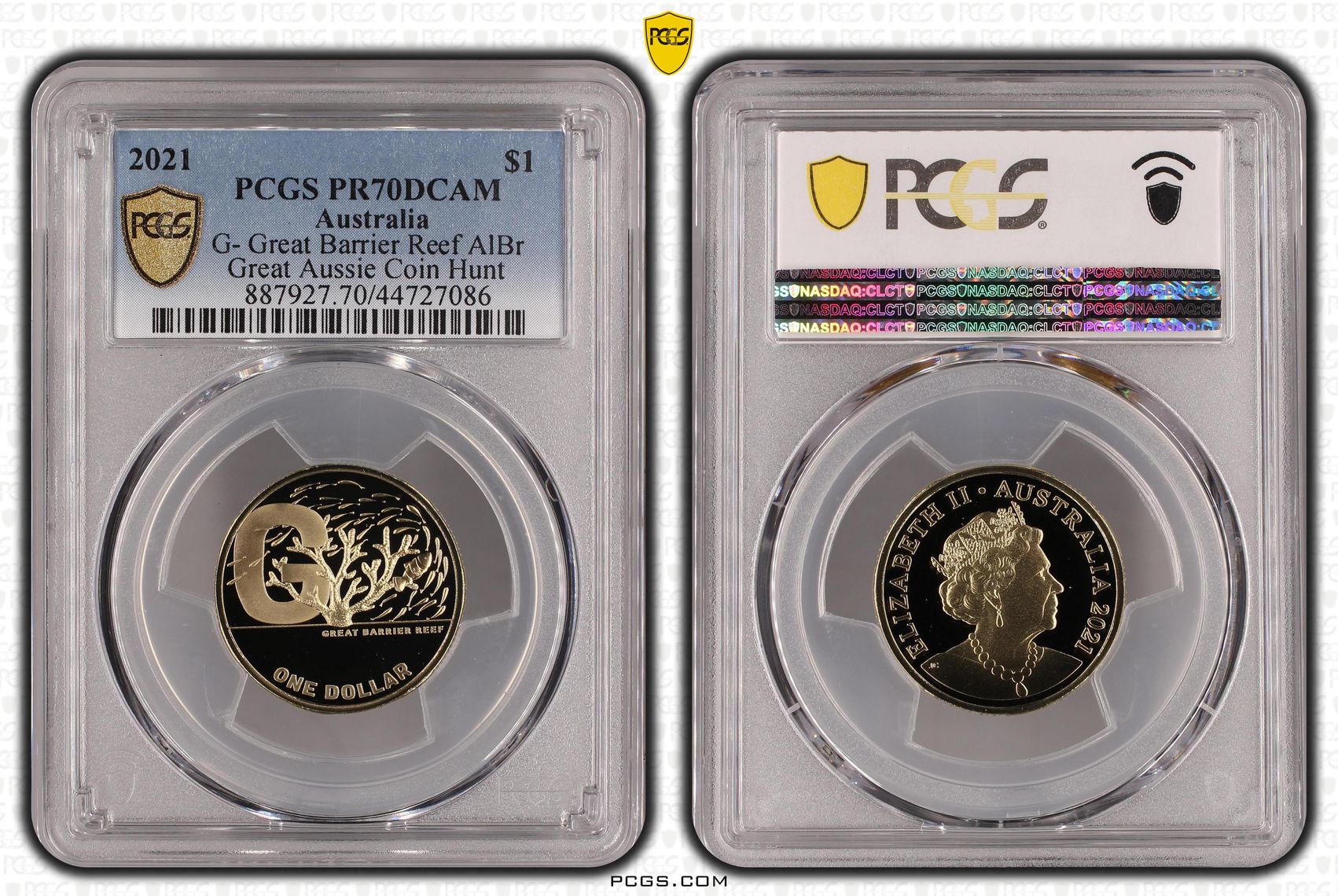 G- Great Barrier Reef AlBr, One Dollar, 2021, PCGS PR70DCAM