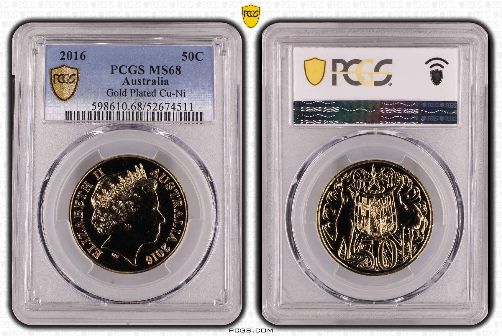 Gilt Cu-Ni, Fifty Cent, 2016, PCGS MS68