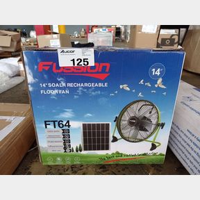 FUSSION FT63 16 SOLAR RECHARGEABLE STAND FAN - FUSSION FT63 16 SOLAR RECHARGEABLE STAND FAN