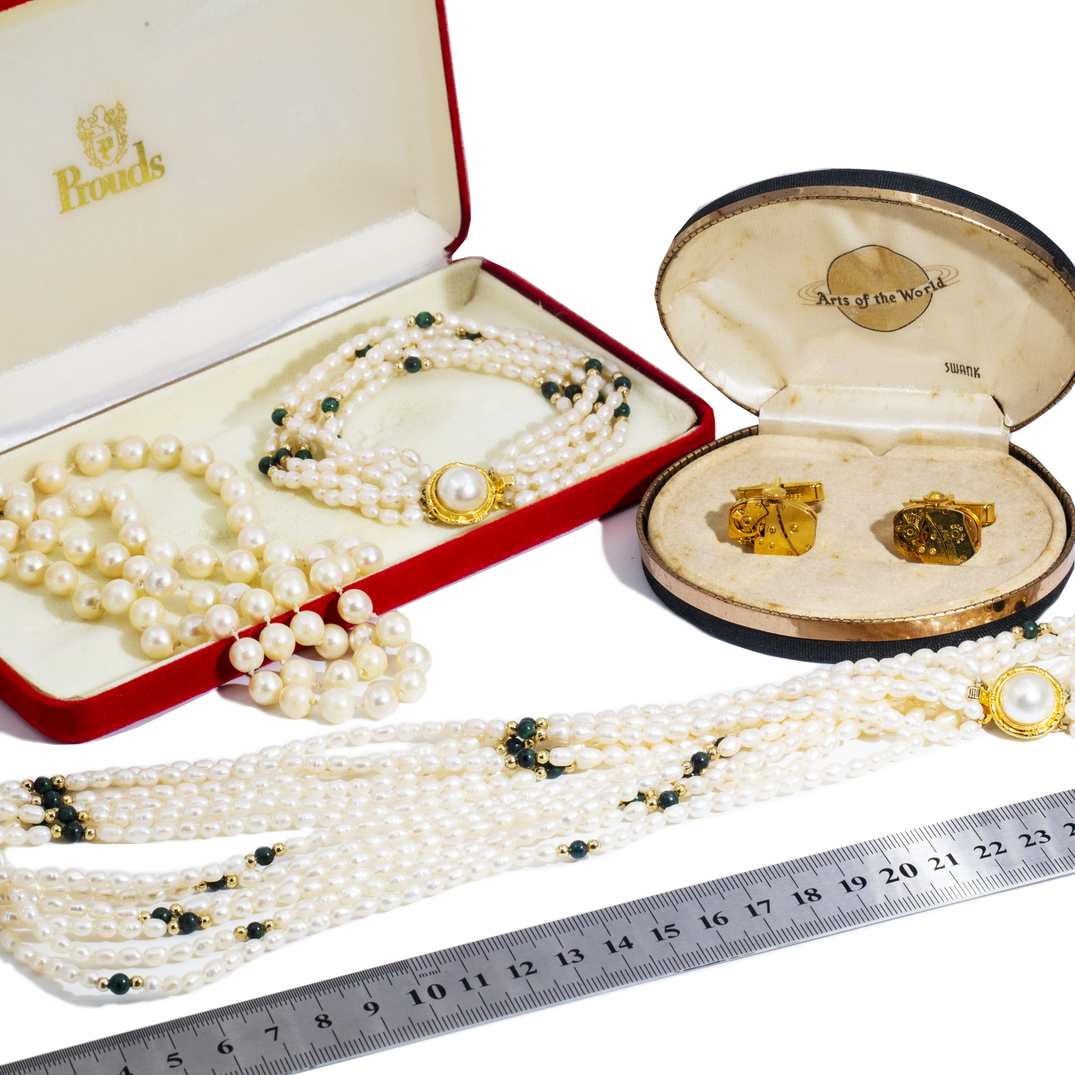 412 · Two Pearl Necklaces & Pair of Cufflinks