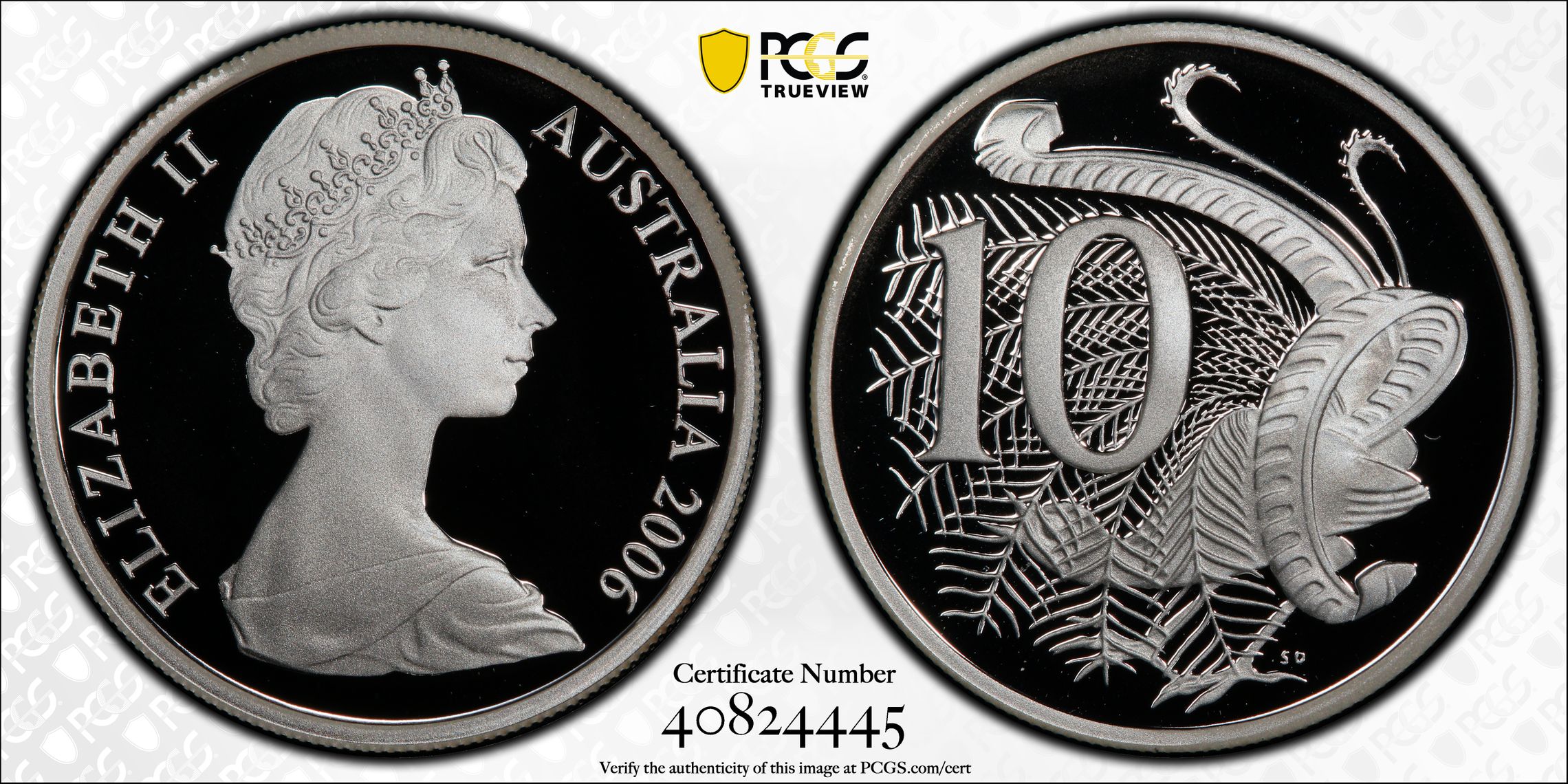 145 · 2006 Australia Ten Cent, 10c Silver Young Bust Silver PCGS - PR70DCAM POP 7/0 -445
