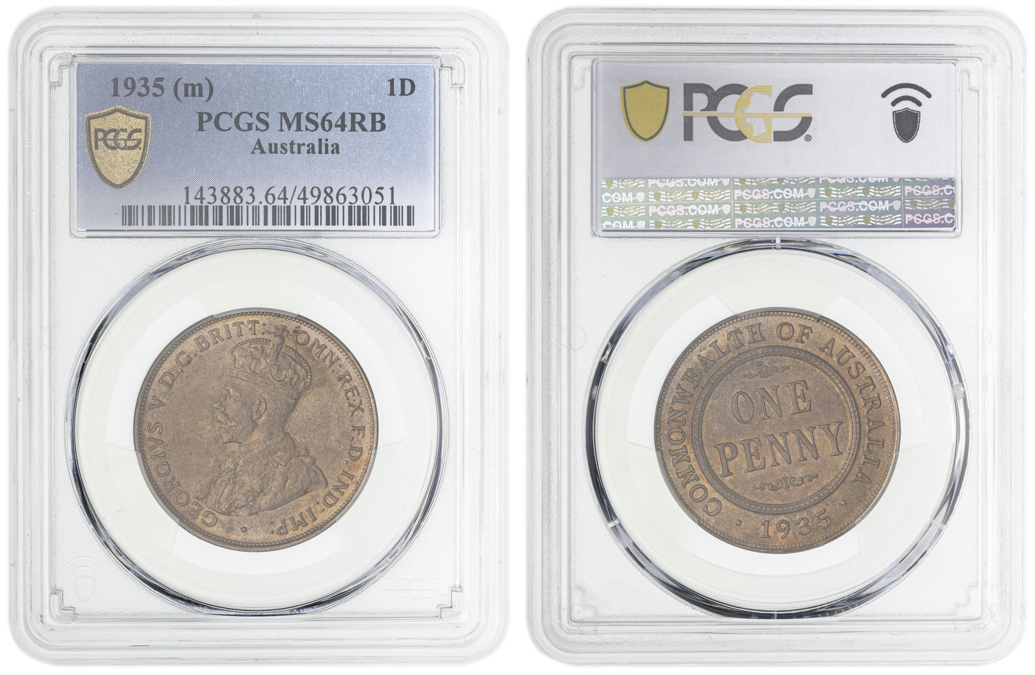 George V, Penny, 1935, PCGS MS64RB