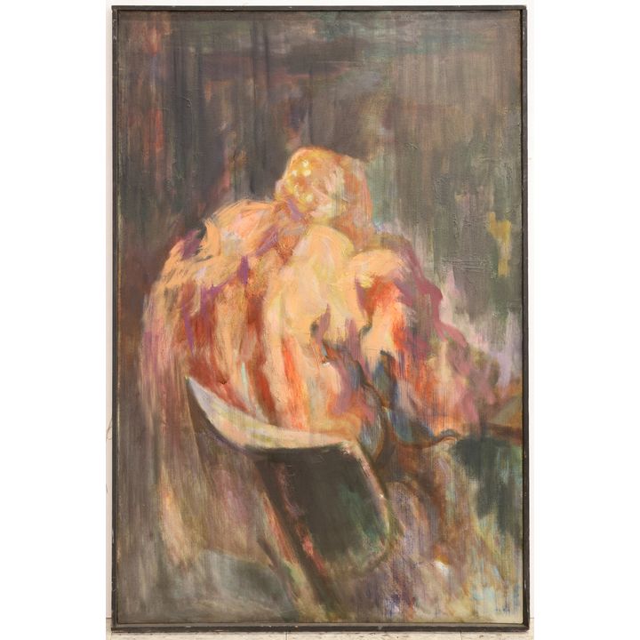 Jack McLarty ''Figure at a Bar'' 1957 Oil on Canvas Framed 43''x29''