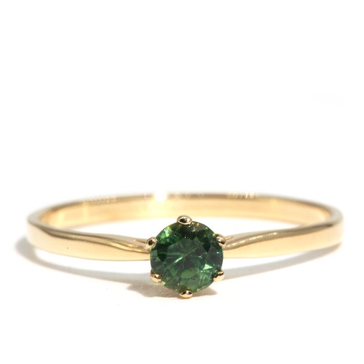 Green Sapphire Solitaire 18 Carat Gold Ring