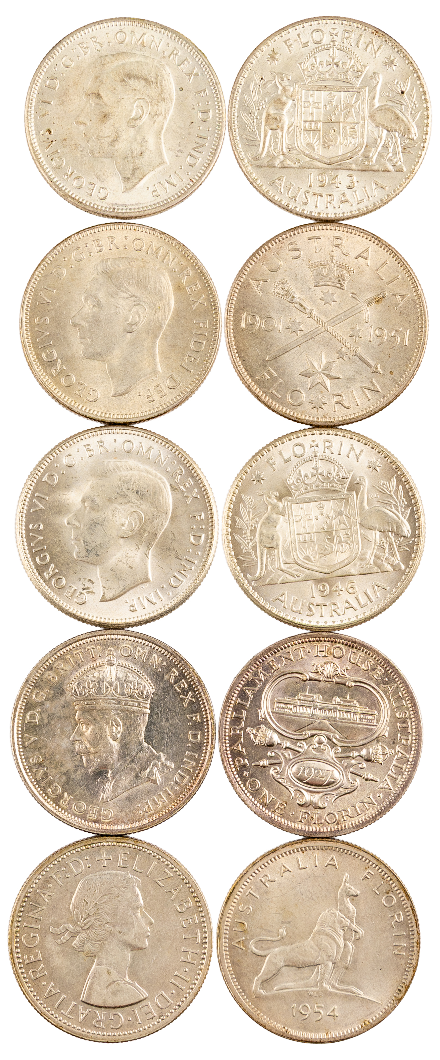 George V - George VI, Florin, 1927 - 1954, EF - aUNC