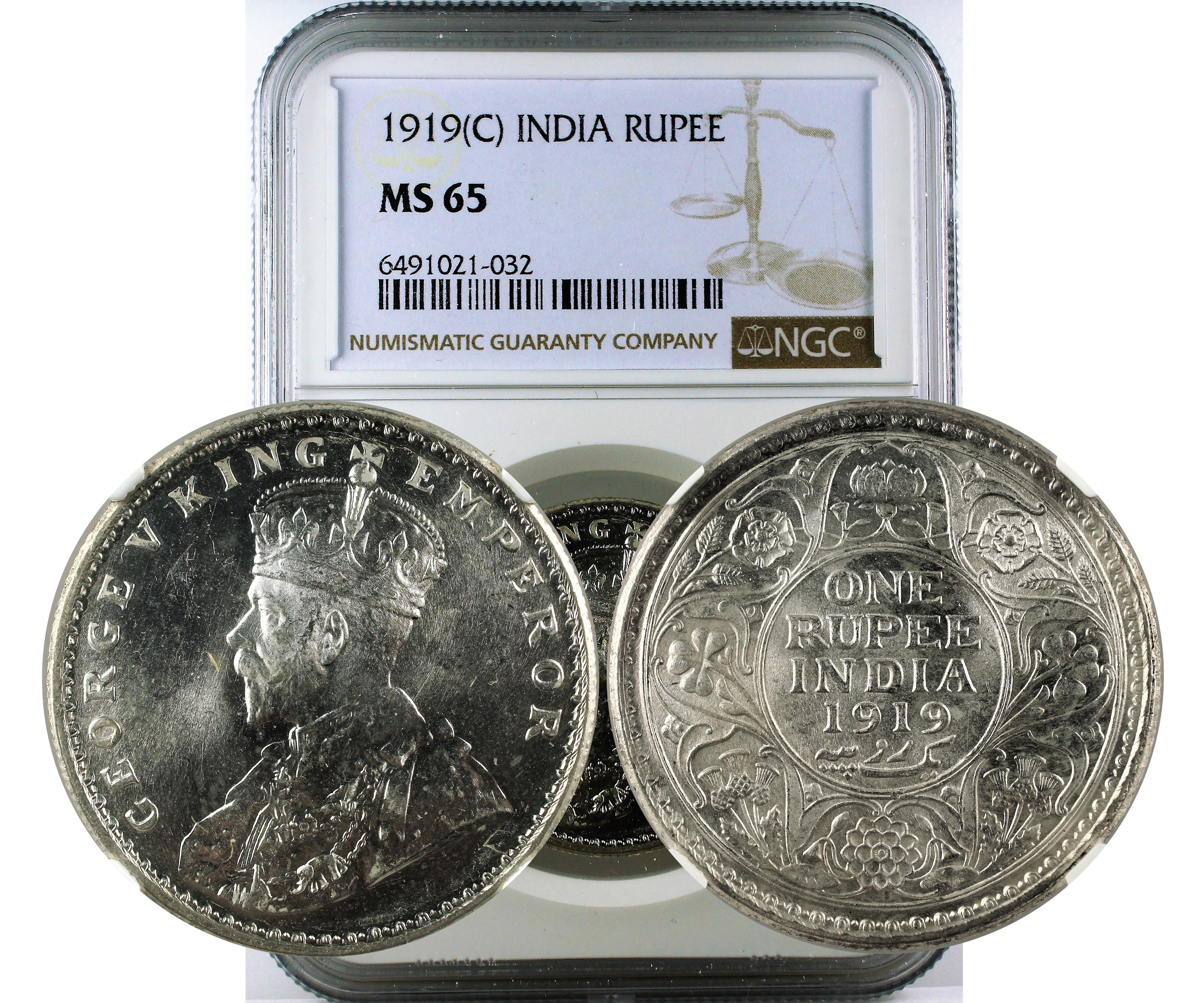 1919(C) INDIA RUPEE MS 65