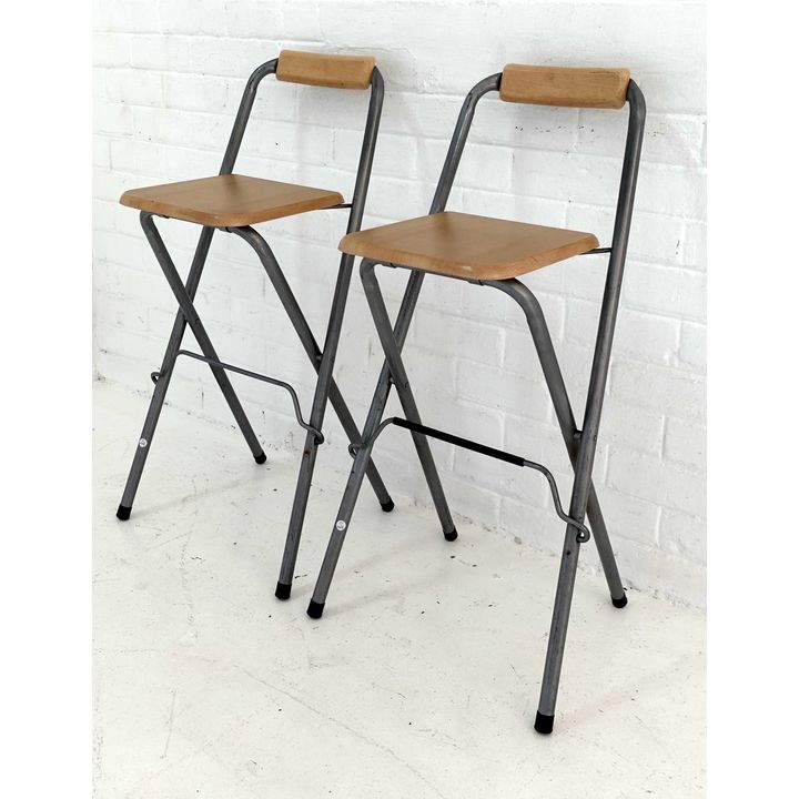 PAIR OF FOLDING KITCHEN STOOLS