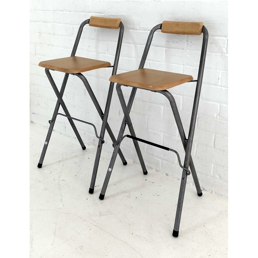 PAIR OF FOLDING KITCHEN STOOLS