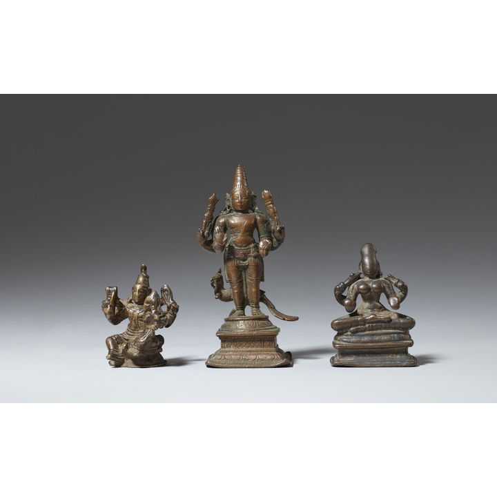 Three South Indian copper alloy figures. 19th century or earlier