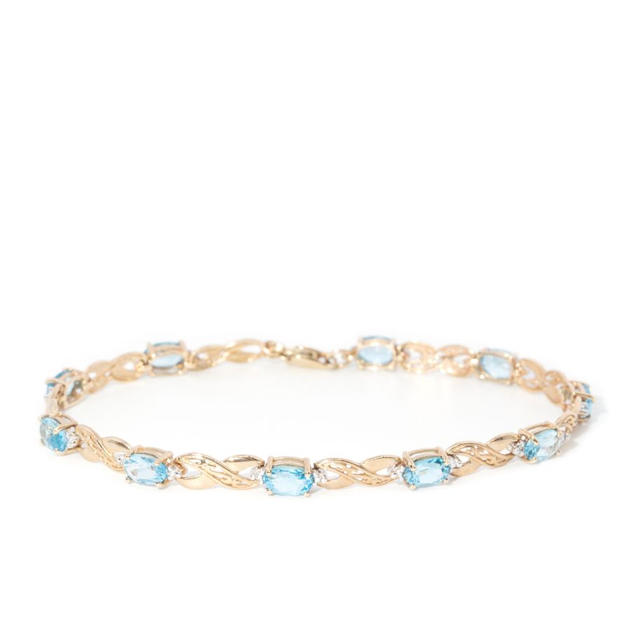 Blue Topaz & Diamond 10ct Gold Bracelet