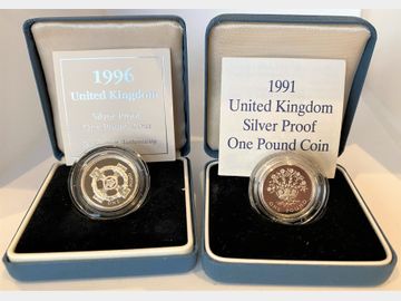 1991 & 1996 ELIZABETH II SILVER PROOF ONE POUNDS