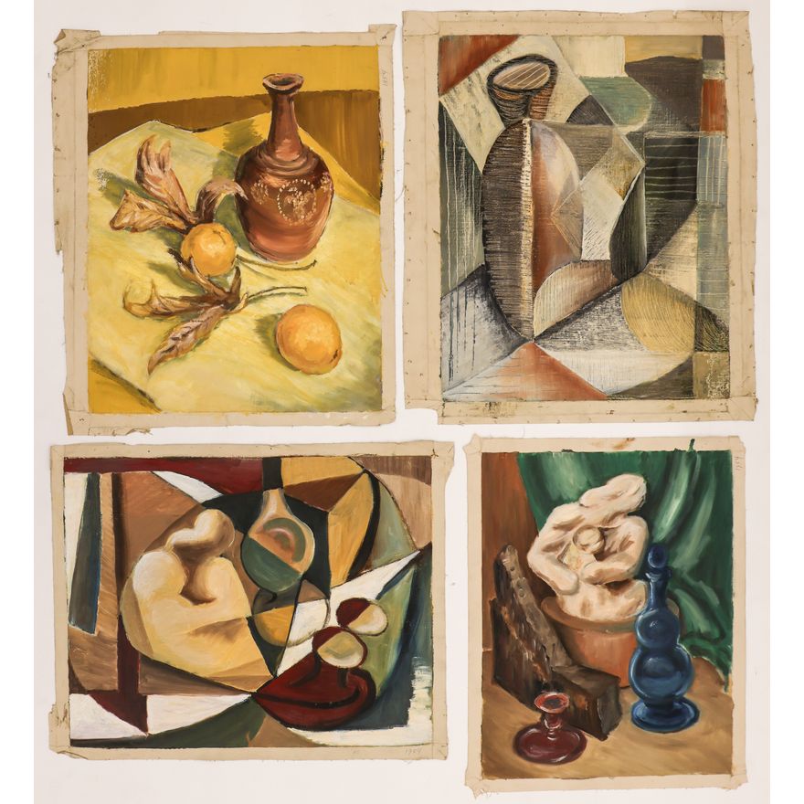 4pc Neil Meitzler 1954 Still Life Oil Paintings on Canvas 20''x16''