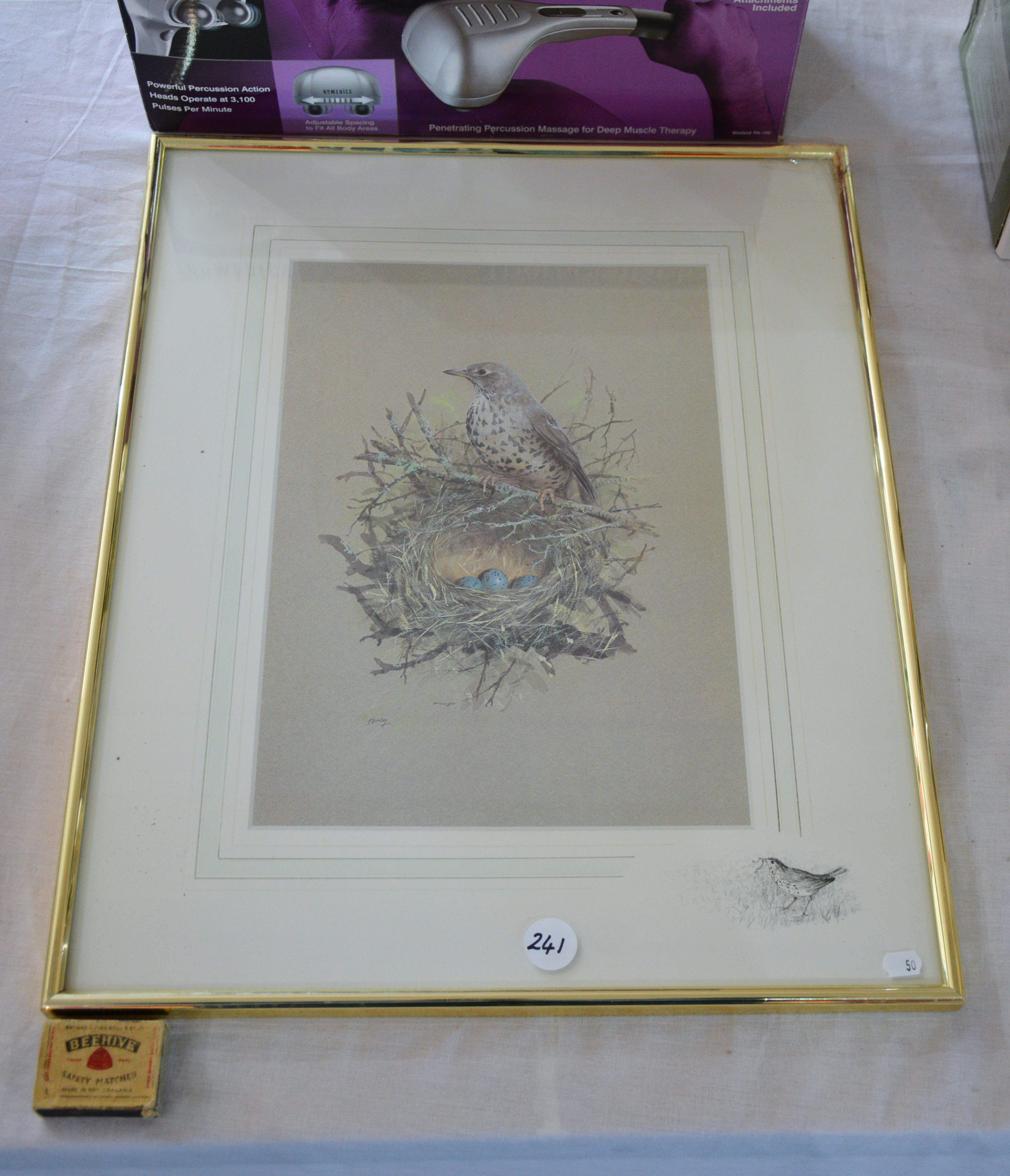 Bird and Nest Print in Frame — NZ auction result