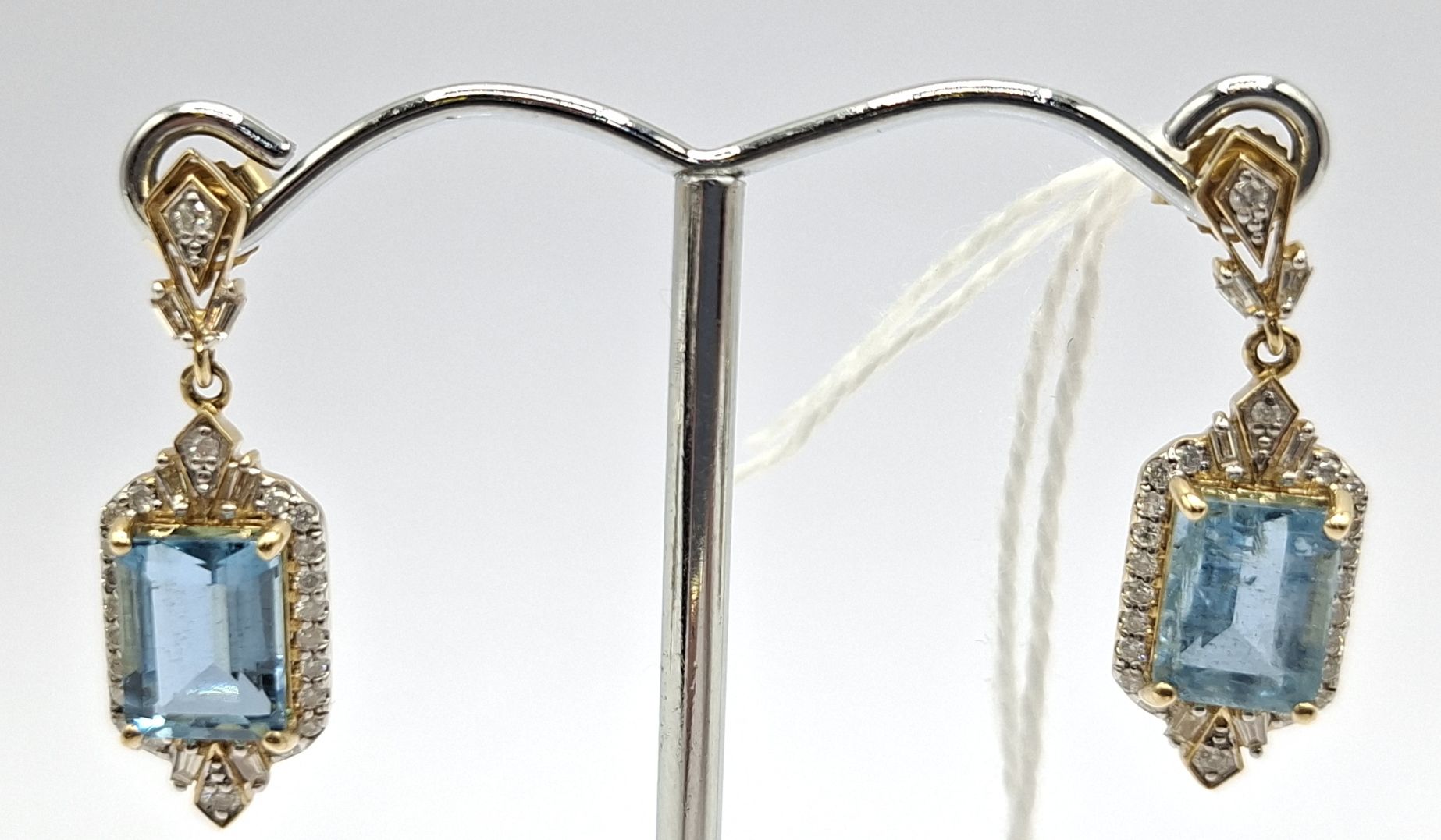 14k Gold Aquamarine And Diamond Earrings