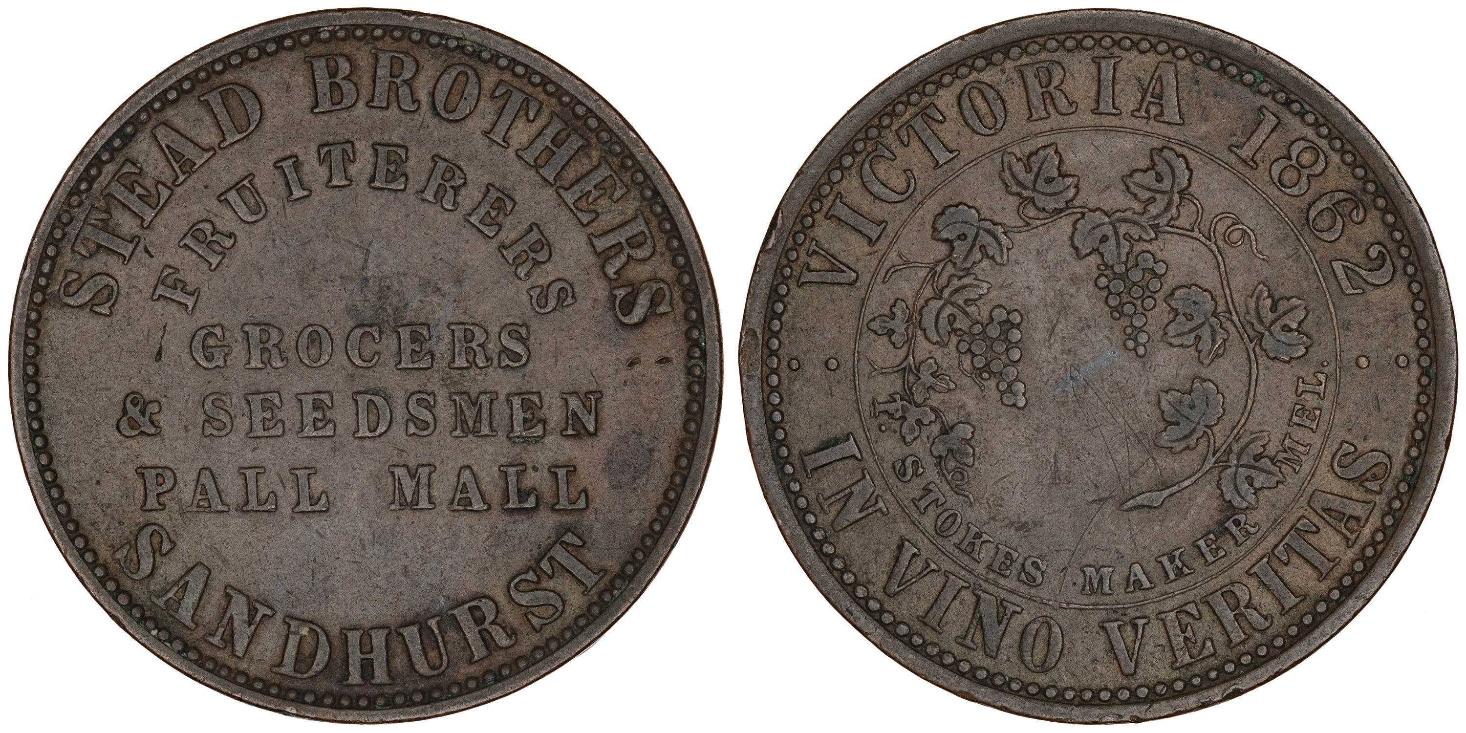 A.504 Stead Brothers - Sandhurst, VIC, Penny, 1862, gF