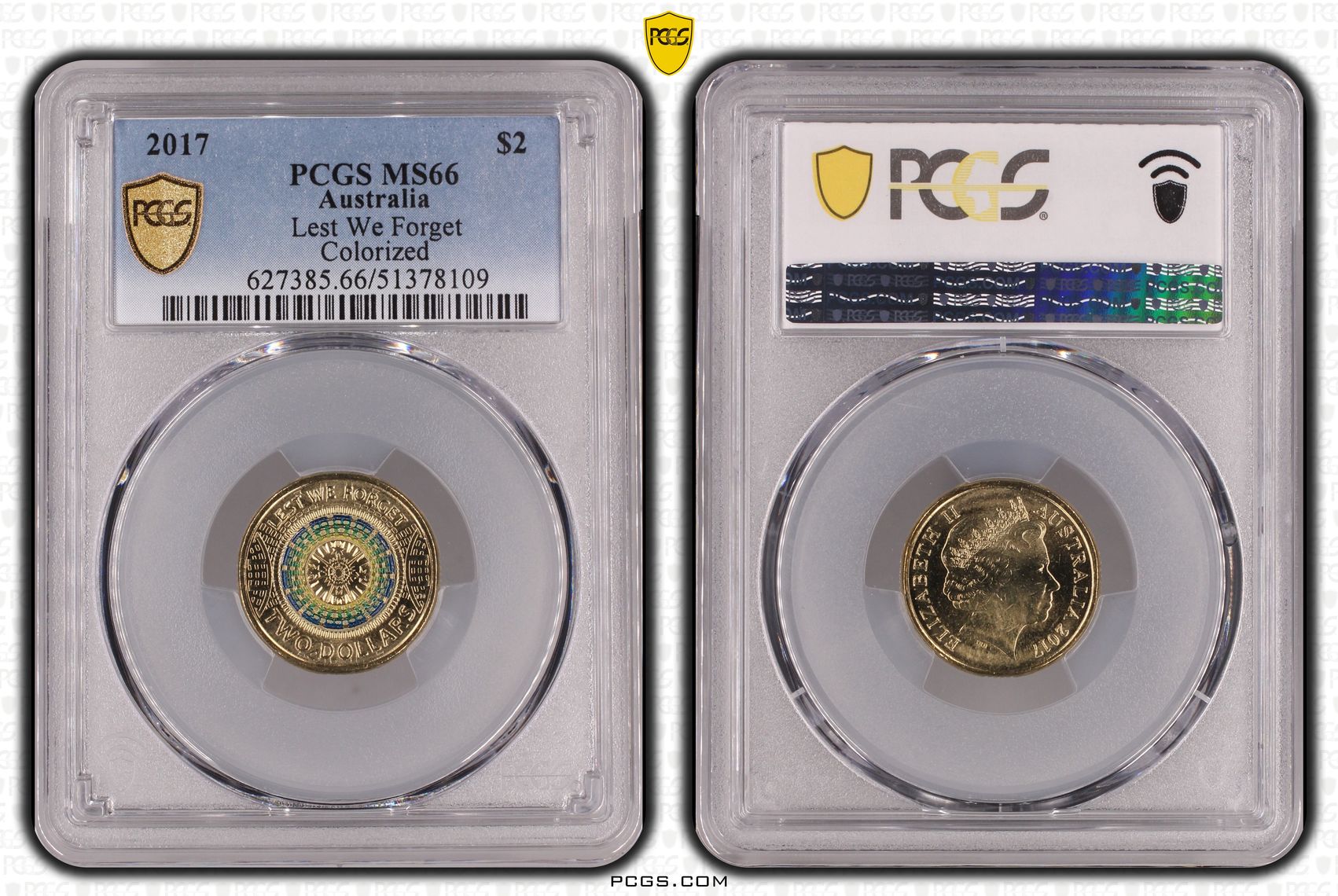 Lest We Forget Colorized, Two Dollar, 2017, PCGS MS66