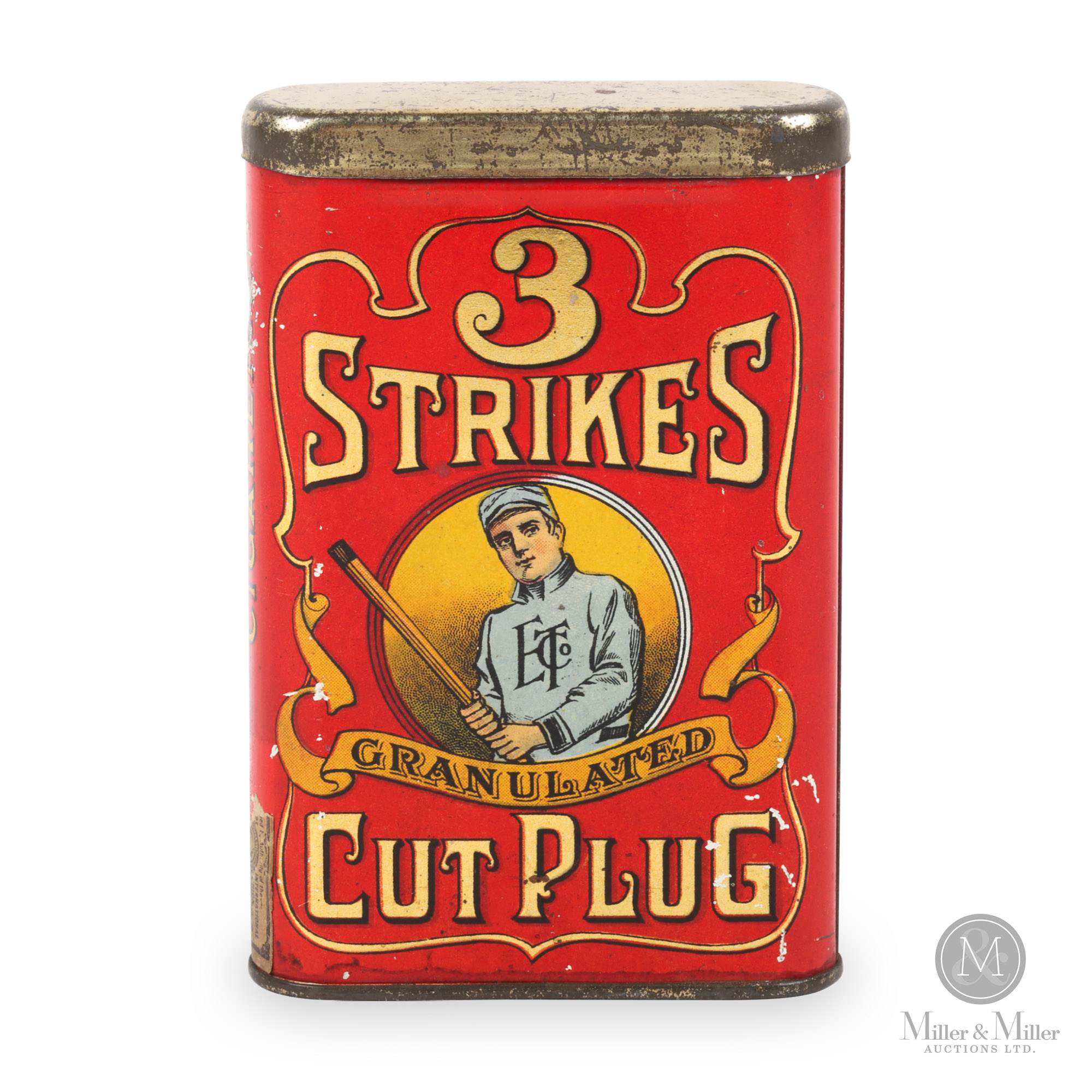 rare tobacco tins Rare 3 Strikes Cut Plug Pocket Tobacco Tin