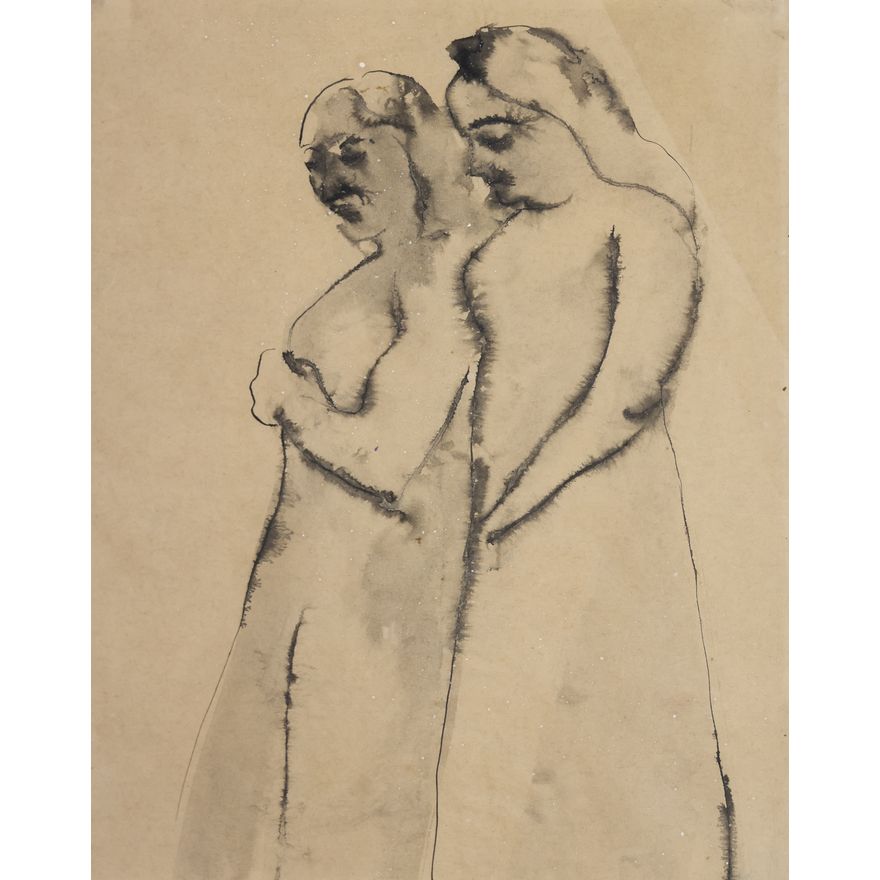 Mark Tobey ''Two Women'' (Market Sketch) Ink