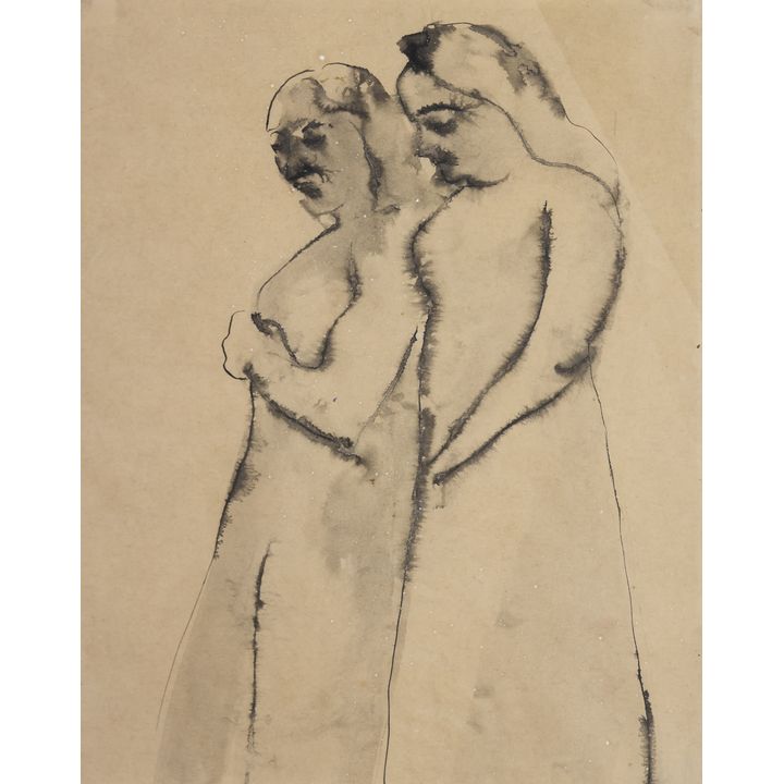 Mark Tobey ''Two Women'' (Market Sketch) Ink