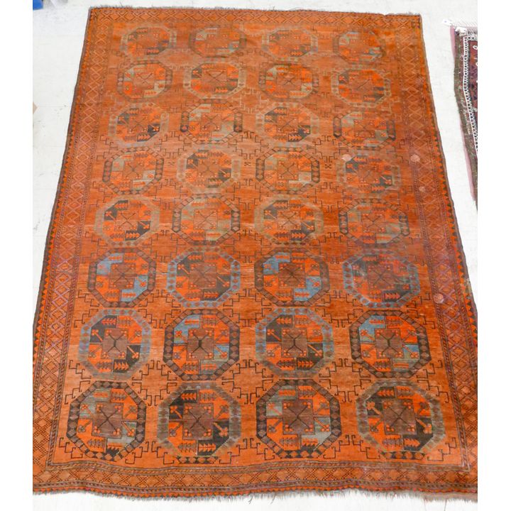 Semi Antique Afghan Red Medallion Rug 10'x7'7'' - A few scattered small holes