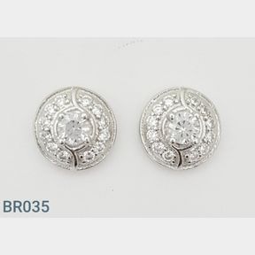 STERLING SILVER ENCRUSTED CZ STUD EARRINGS - 51543/185