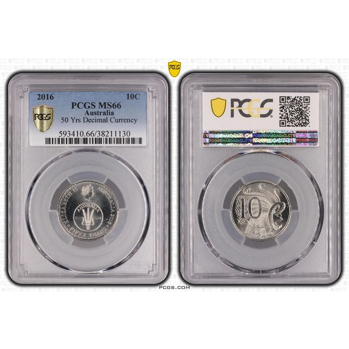2016 Australia Ten Cent, 10c 50 Yrs Decimal Currency PCGS - MS66 -130