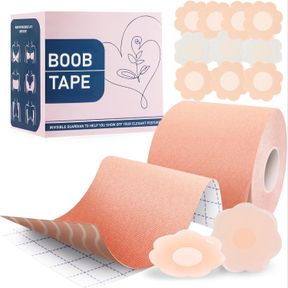 BOOB TAPE BOOBYTAPE FOR BREAST LIFT WITH 1BOOBTAPE 2PCS NIPPLE COVERS SILICONE 10PCS DISPOSABLE NIPPLE PASTIES (2 PETAL)