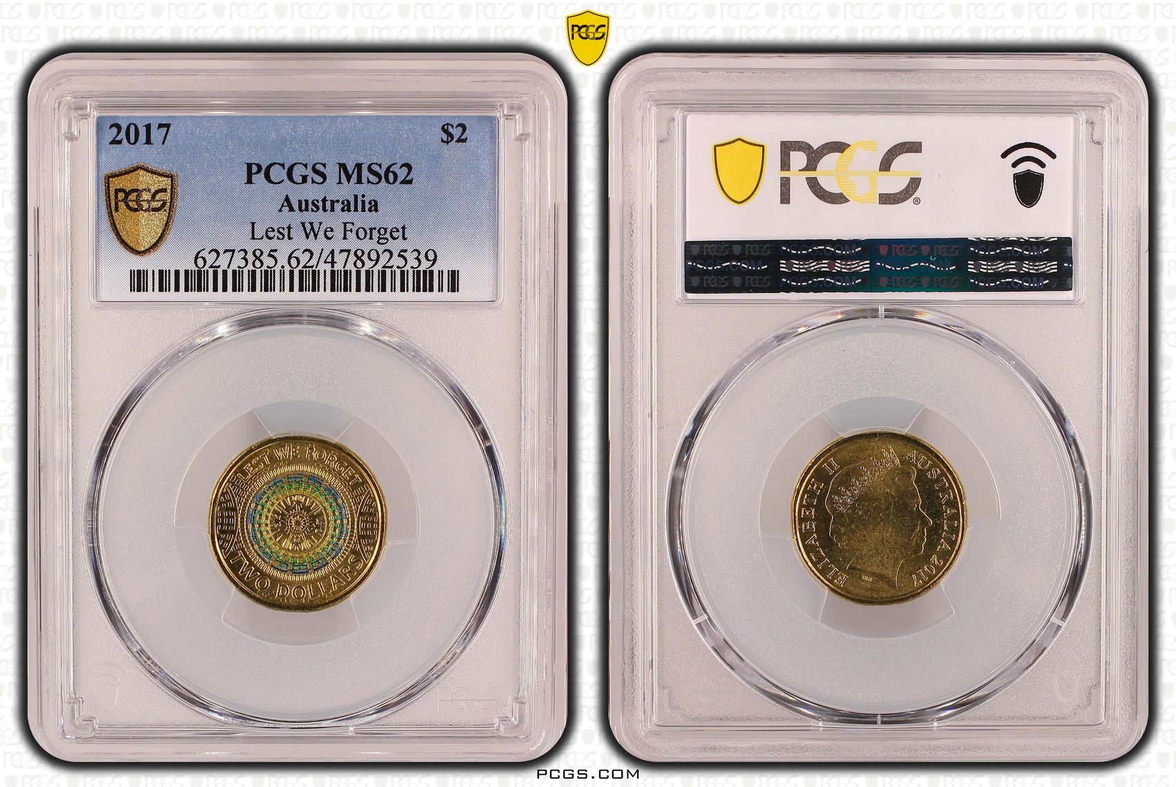Elizabeth II, Lest We Forget, Two Dollar, 2017, PCGS MS62