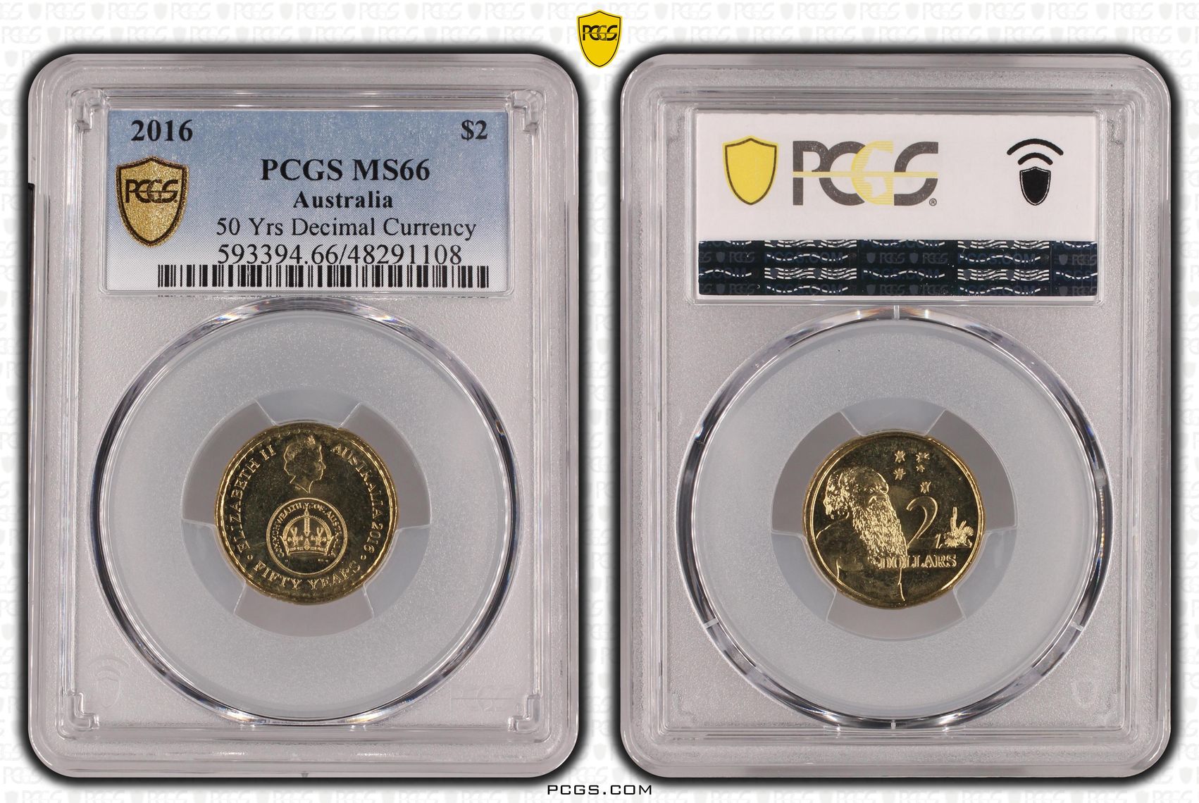 Elizabeth II, 50 Yrs Decimal Currency, Two Dollar, 2016, PCGS MS66