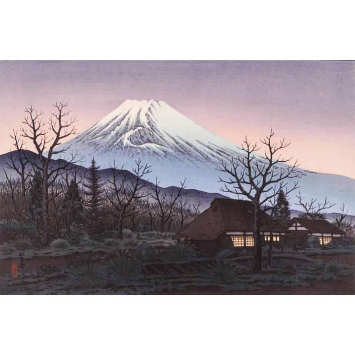 Takashi Ito ''Sunset Glow at the Skirt of Mt. Fuji'' Woodblock Print
