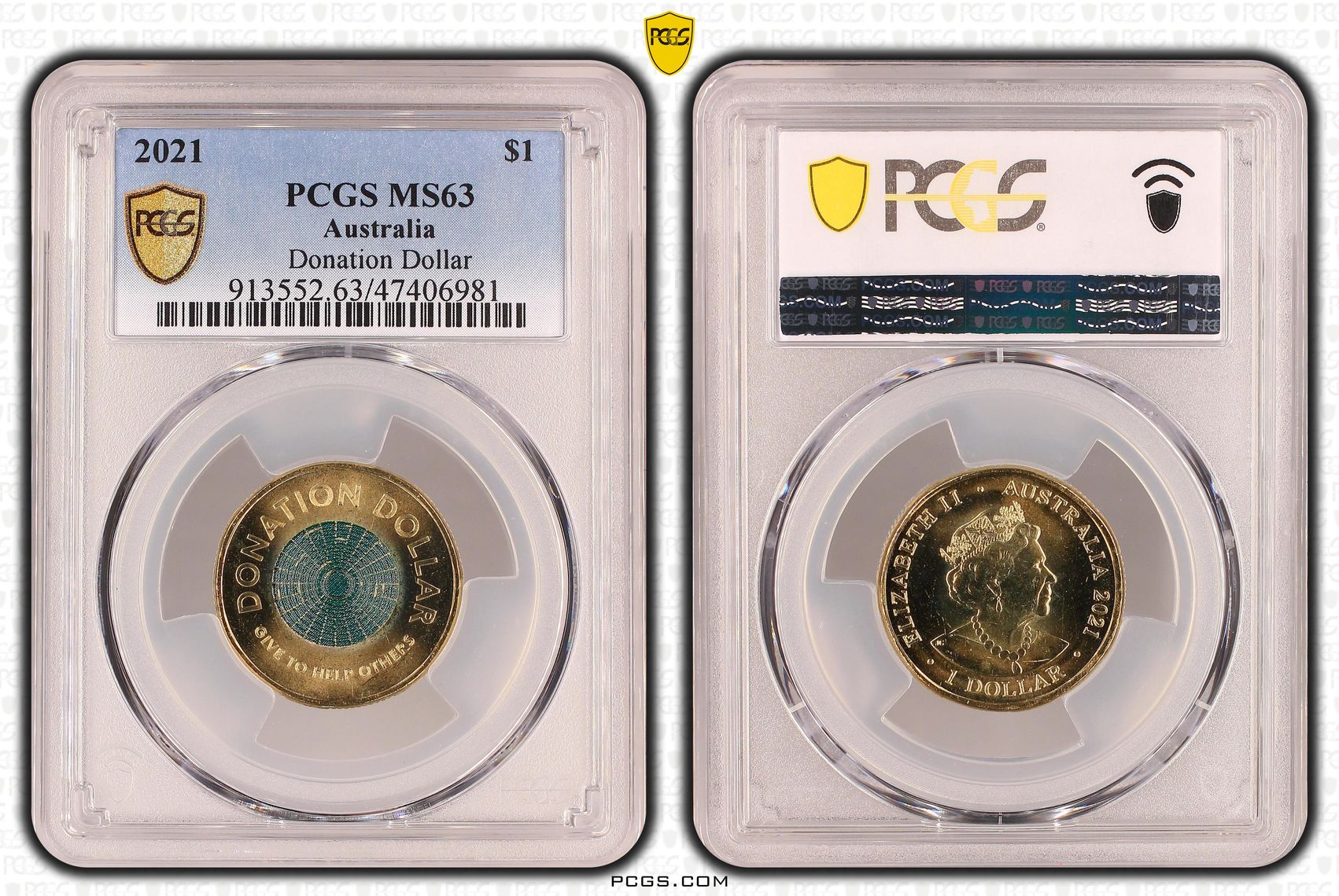 Donation Dollar Colorized , One Dollar, 2021, PCGS MS63