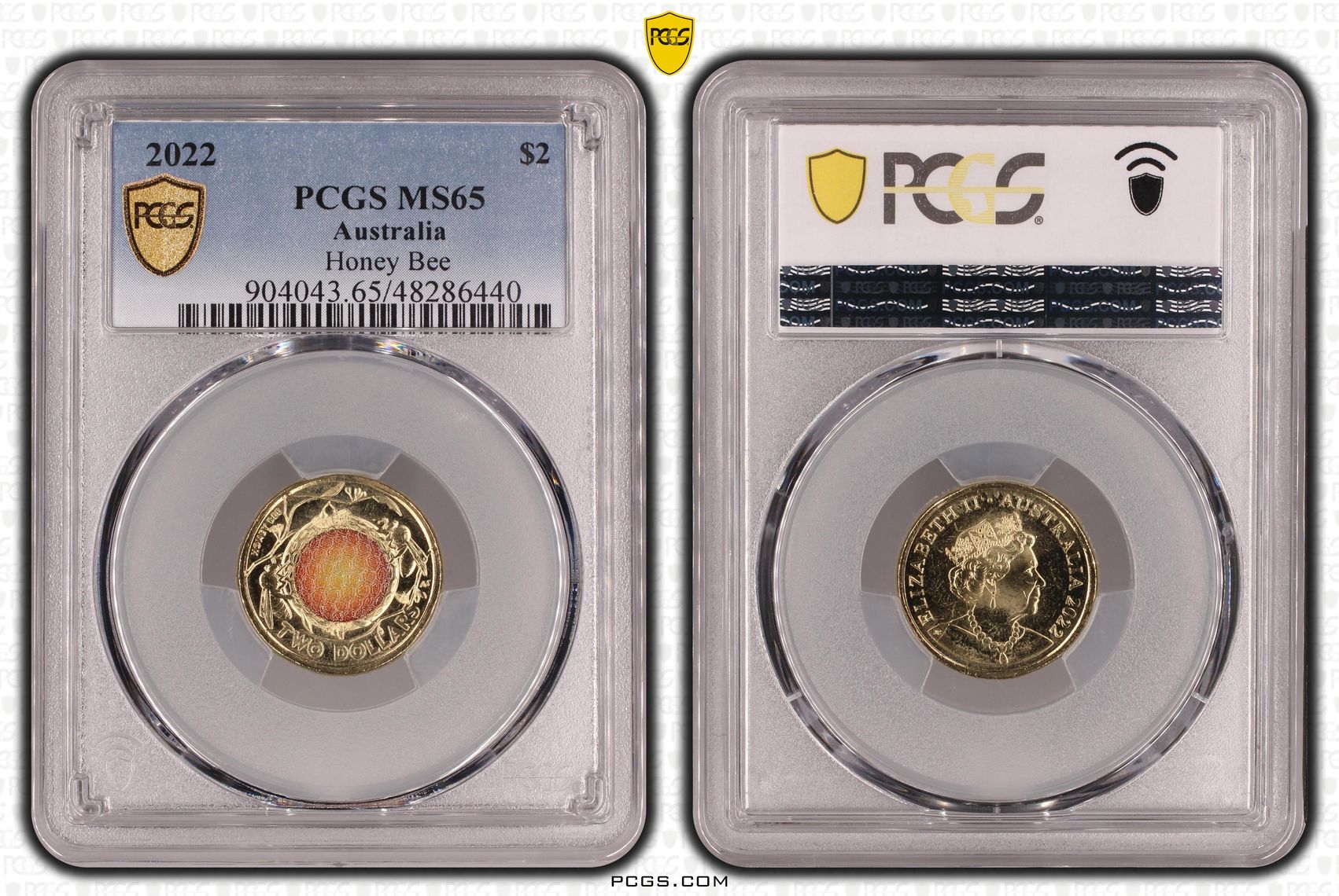 Elizabeth II, Honey Bee Colorized, Two Dollar, 2022, PCGS MS65