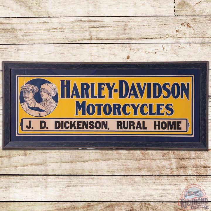 NOS 1916 Harley Davidson Motorcycles J.D. Dickenson Rural Home Virginia Sign - 9