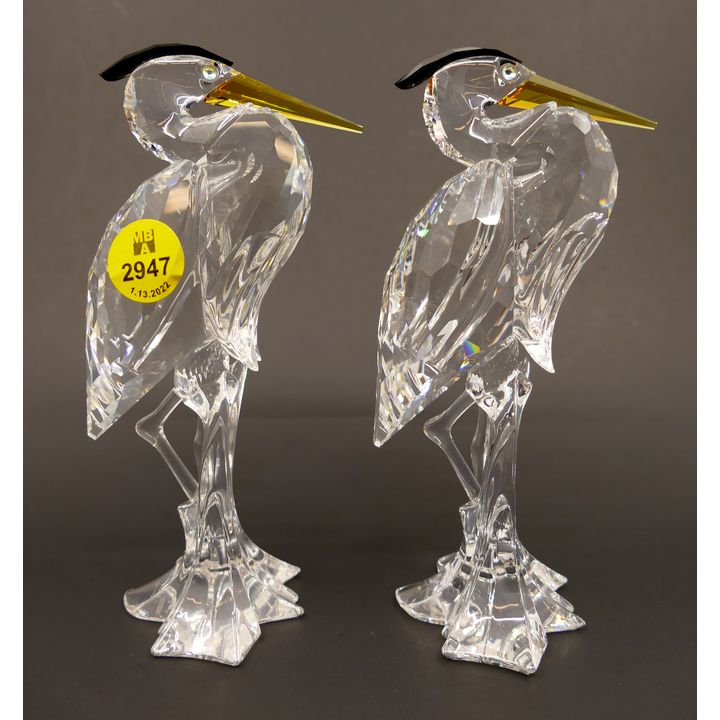 2pc Swarovski Crystal Herons with Boxes- 6''