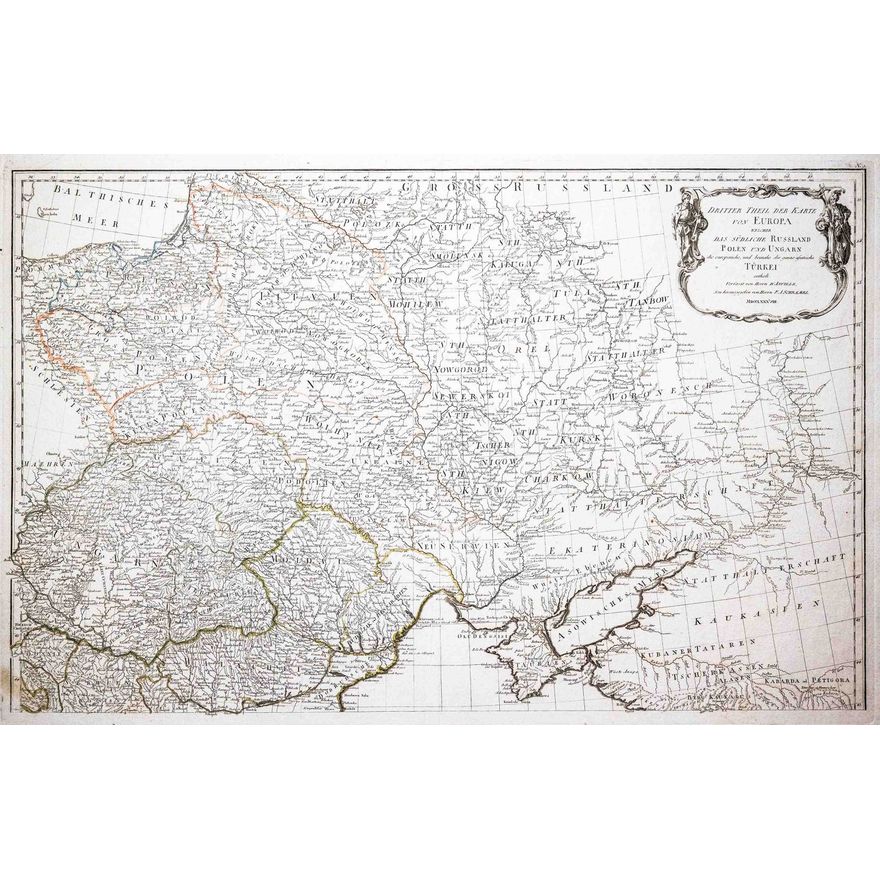 Franz Anton Schrämbl, Jean-Baptiste Anville | Dritter theil der karte von Europa welcher das sudliche Russland Polen und Ungarn