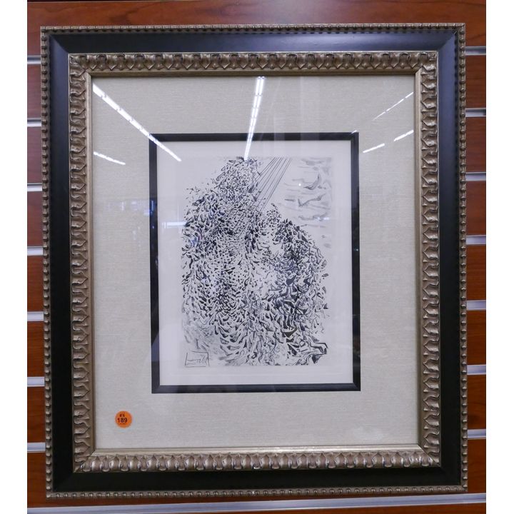 Salvador Dali 'Opposition' Etching on Rives Paper Framed w/ COA- 21x19''